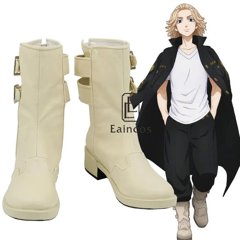 Anime Tokyo Revengers Swastika Sano Manjiro Cosplay Halloween Party Shoes Short Boots Custom-made