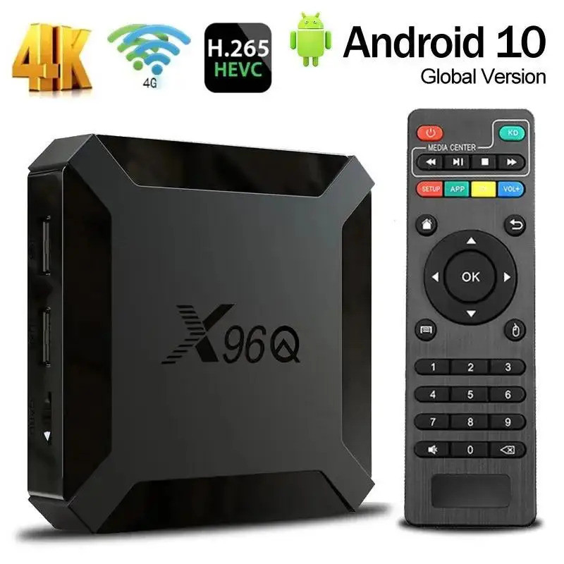 กล่องสมาร์ททีวี X96Q แอนดรอยด์10.0 ALLWINNER H313 Quad Core 4G Wi-Fi HDR10 4K 3D h. 265 Set Top TV B