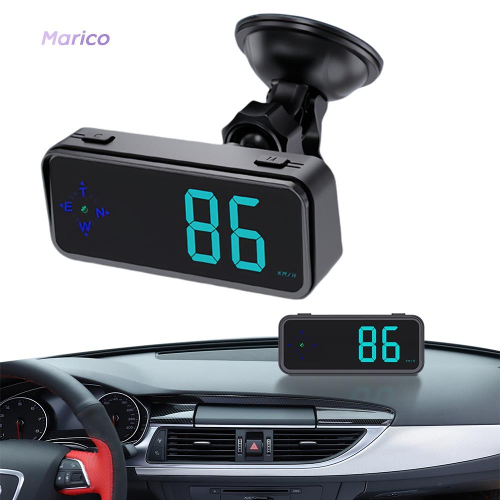 เครื่องวัดความเร็ว MPH KMH พร้อมเข็มทิศ จอแสดงผล LED สีสันสดใส GPS HUD Plug and Play [Marico.th]