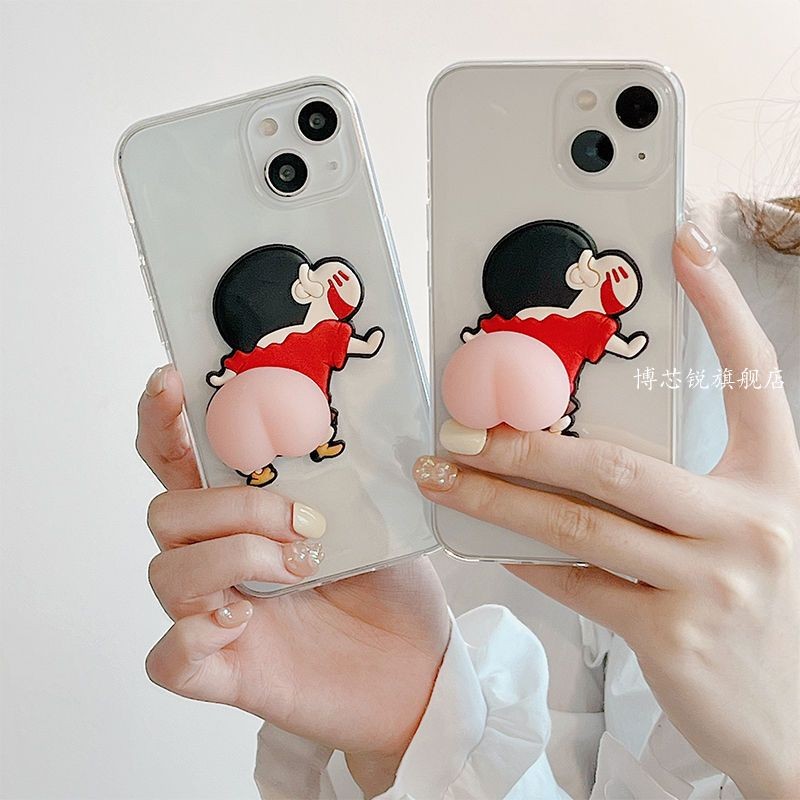 Iphone 16Pro 16ProMax Decompression Pinch Shin-ChanตูดIphone 15/14เคสโทรศัพท์11โปร่งใสiPhone12 Soft 8Pหญิง13Promax 12ProMax 11ProMax 12Pro 13Pro 14Pro 13MINI 7Plus 8Plus XS XSMAX