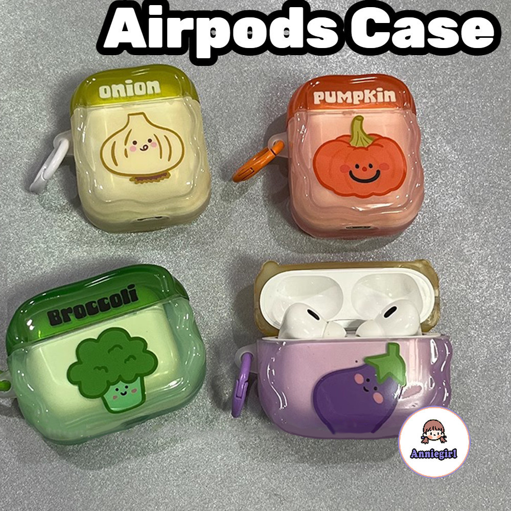 Ins น่ารักผัก Tpu หูฟังสําหรับ AirPods 1/2/3 Pro 2 AirPods 4 Anti-lost Hook นุ่มบลูทูธไร้สายหูฟังชุดหูฟัง Creative Anti-drop ฝาครอบป้องกัน