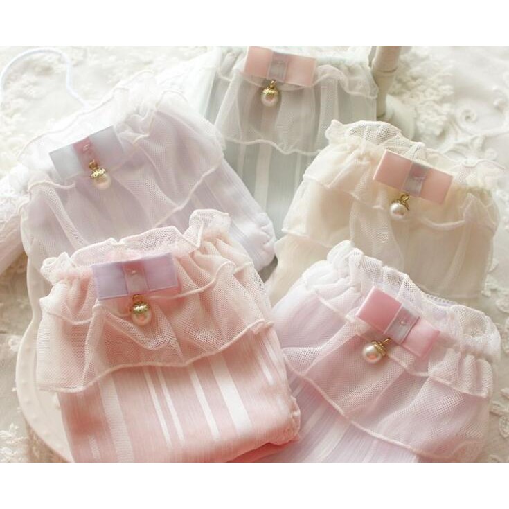 Y100% Real รูปภาพ PLUS ขนาด 3L 5L 7L น่ารักน่ารัก Lolita Kawaii ชีฟองลูกไม้ชุดชั้นในชุดชั้นใน Knicke