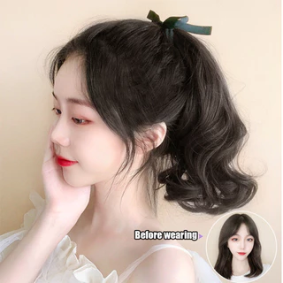 จัดส่งใน24ซม.วิกผมหางม้า หางม้าสั้น30ซม.ผมปลอมสำหรับเด็กผู้หญิง แบบมัด แบบสั้น