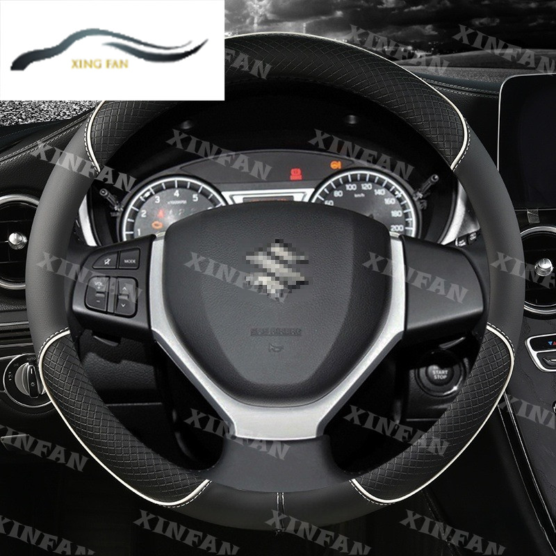 Xf หนังพวงมาลัยรถ 38 ซม.สําหรับ Suzuki Swift Grand Vitara Ertiga SX4 Alto Ciaz Dzire APV S-Cross Ign