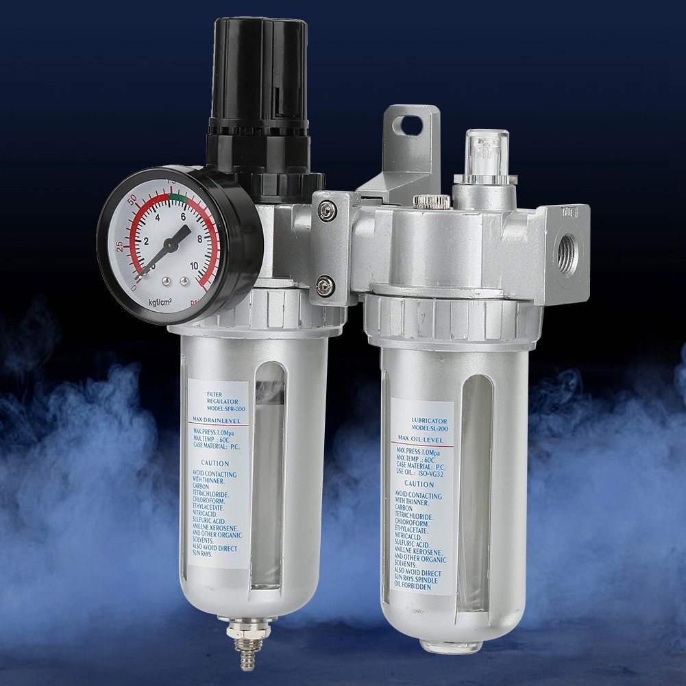 1 Pc ชุดเครื่องอัดอากาศ Moisture Trap เครื่องกรองน้ำมันการจัดส่งความดัน Lubricator Separator Gauge Tool