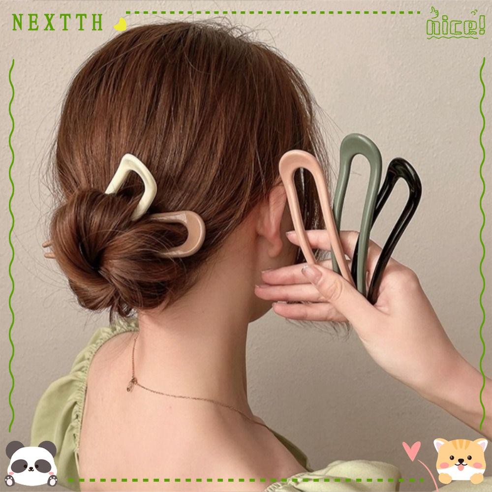 Nextth กิ๊บติดผมรูปตัวยู, กิ๊บติดผมสไตล์จีน PVC ดีไซน์รูปตัวยู, หวีผมสไตล์จีนหลากสีเรียบง่ายสําหรับเด็กผู้หญิง