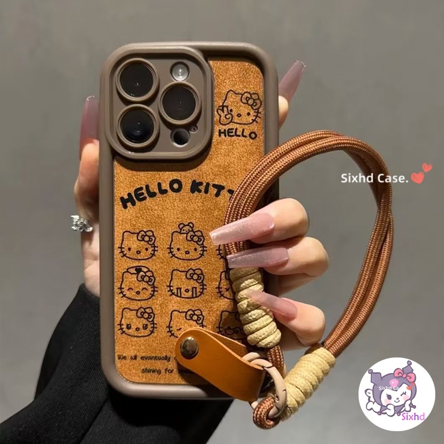 สําหรับsamsung S21Ultra S24 Ultra S24Plus S23FE Samsung S21FE S23Plus S23 S22 S21 Plus A73 A72 A52 A52S A25 5G Matte Insการ์ตูนKittyกรณีพร้อมโซ่ปกอ่อน