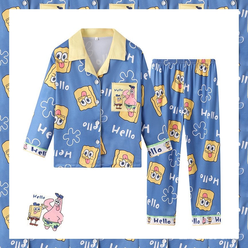 ชุดนอนเด็กผู้หญิงชุดนอนเด็กปกเสื้อคาร์ดิแกนแขนยาวสำหรับเด็กชายและเด็กหญิง