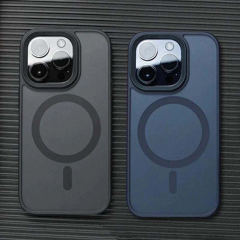 Matte โปร่งแสงโทรศัพท์ไร้สายชาร์จฝาครอบแม่เหล็กสําหรับ iPhone 15 16 14 13 12 11 Pro Max 16 Plus เคสโทรศัพท์