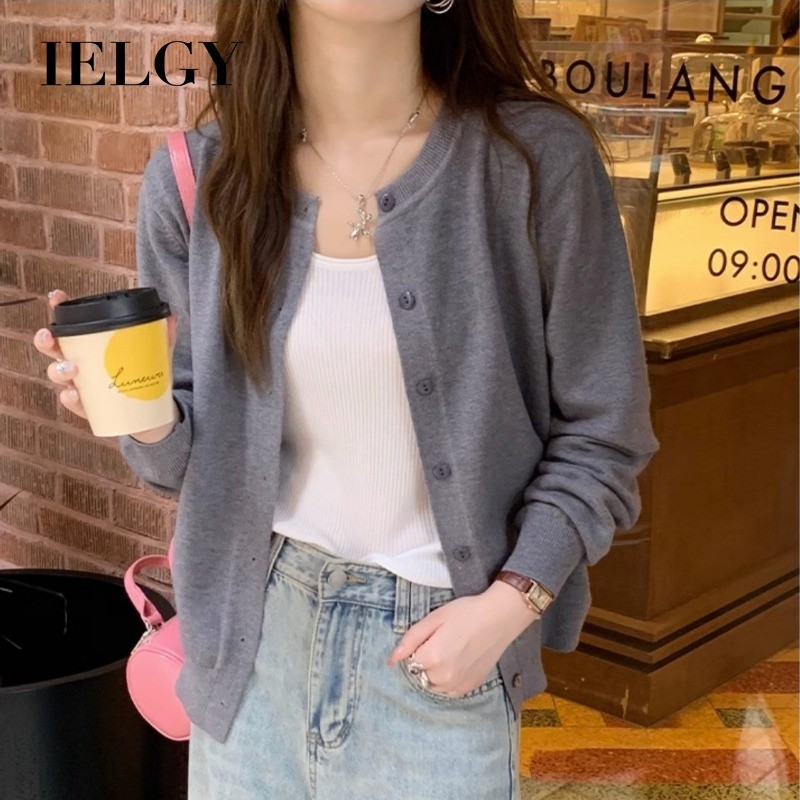 IELGY เสื้อคาร์ดิแกนถักทรงหลวมสําหรับผู้หญิง