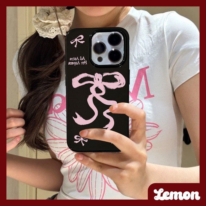เคสโทรศัพท์มือถือนิ่ม แวววาว ประดับโบว์ สีชมพู สําหรับ ไอโฟน 15 15promax 14pro 14promax 13 13pro 13promax 11 12 12pro 12promax XR XSMAX 7P 8P