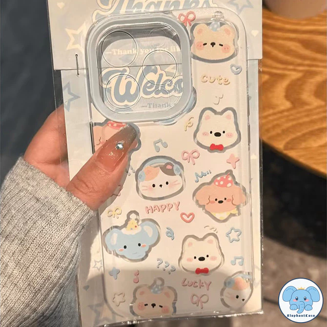 น่ารักลูกแมวลูกสุนัขเคส Realme C85 15X C75 C63 C65 Note 60 70 C71 C25 C67 C55 C21 Y C25s C15 C53 C20 C12 C35 5ช้างหมีเคส