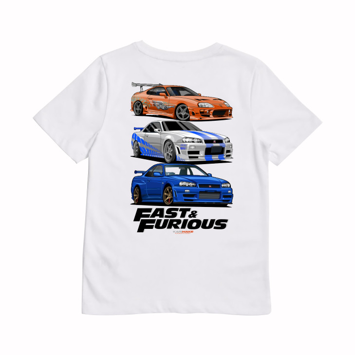 เสื้อยืด Distro เสื้อผ้าสําหรับเด็กชายและเด็กหญิง NISSAN SKYLINE R34 2 FAST 2 FURIOUS BRIAN O CONNOR