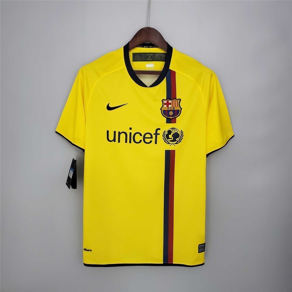 08-09 Barcelona Away Retro Soccer Jersey 2008 2009 ฟุตบอล MESSI #10