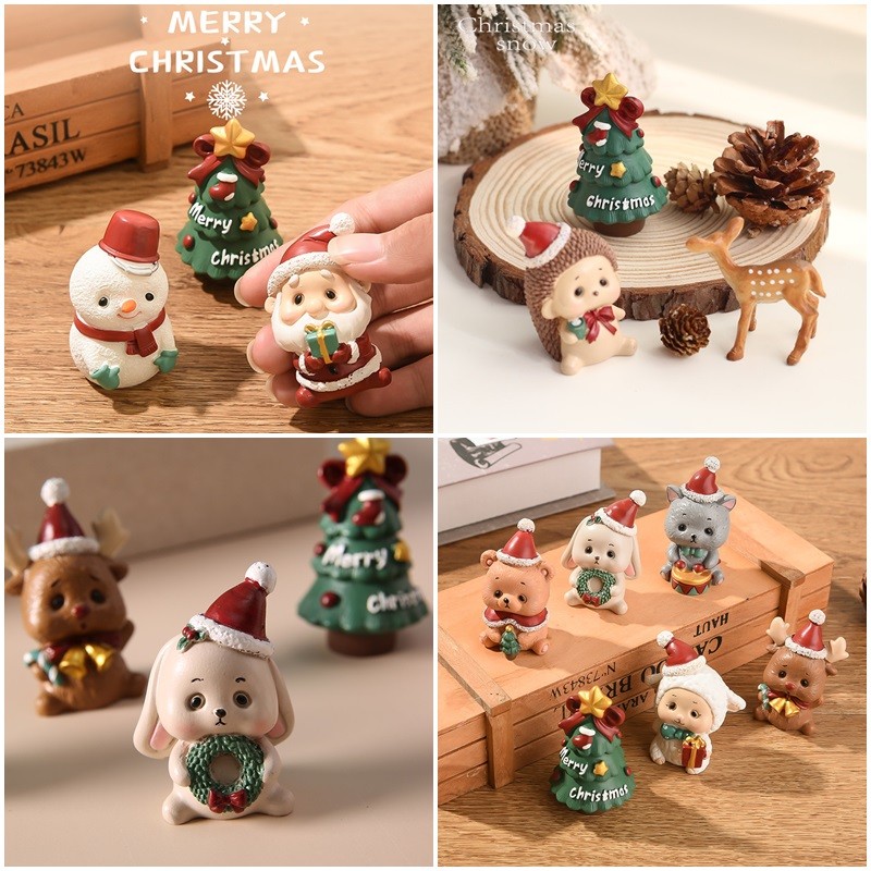 Retro เรซิ่น Santa Claus เครื่องประดับ Micro ภูมิทัศน์ Snowman เครื่องประดับเดสก์ท็อป Office Decor คริสต์มาสอุปกรณ์