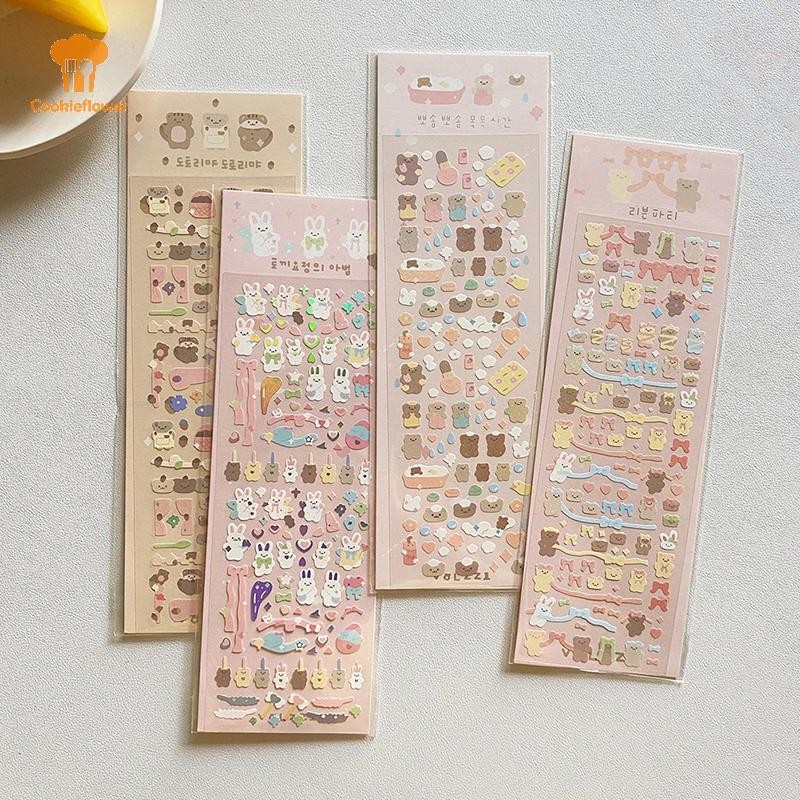 Ckfr 1 PC เกาหลียอดนิยมการ์ตูนกระต่ายหมีเลเซอร์สติกเกอร์ Scrapbooking Stick DIY วัสดุเครื่องเขียน Kawaii ศิลปะอุปกรณ์ตกแต่งใหม่