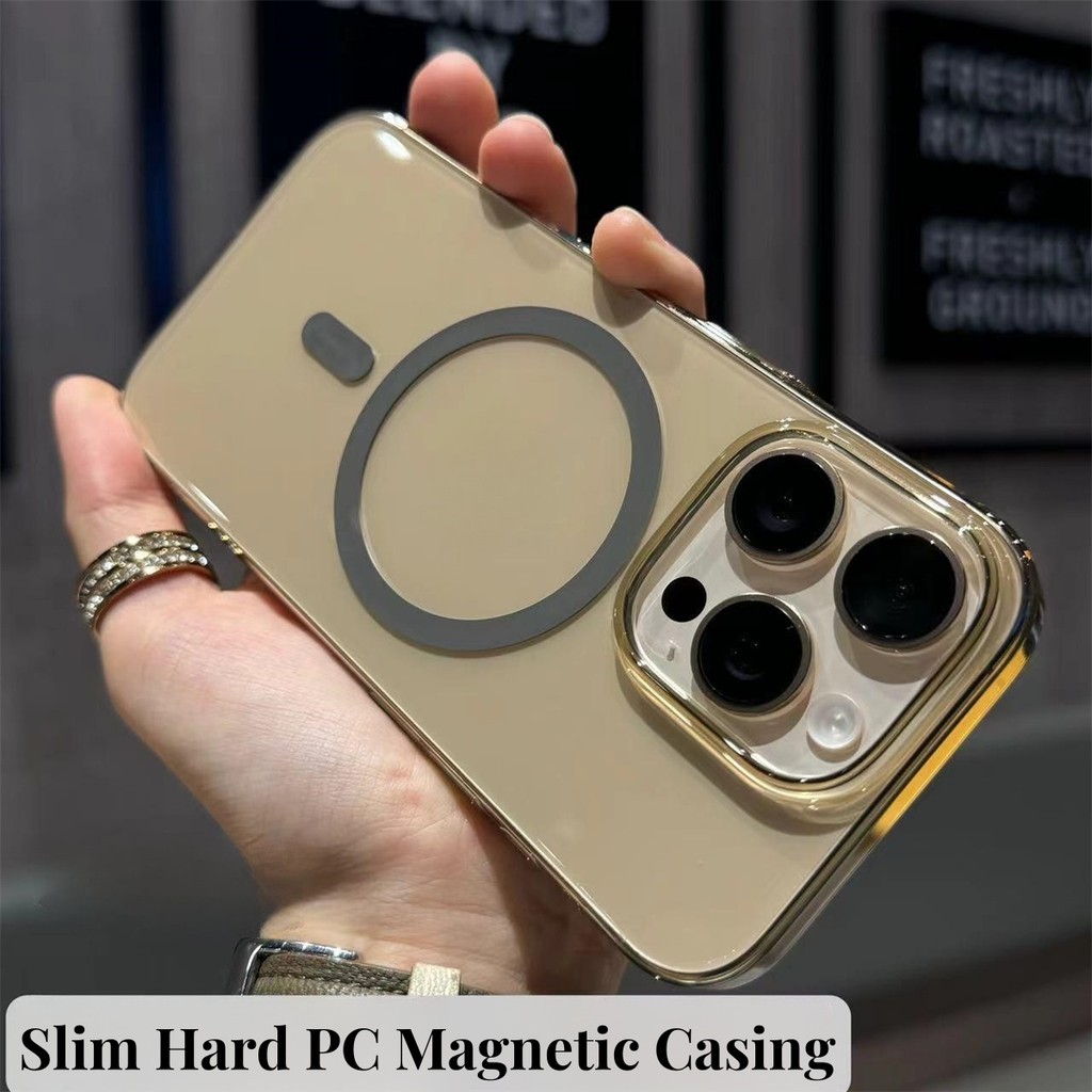สําหรับiphone 16 Pro Max Desert Titanium Clearแม่เหล็กหรูหราSlim PCเคสโทรศัพท์สําหรับiPhone 12 13 14 15 Pro Max 16 Plusปลอกแข็งโปร่งใส