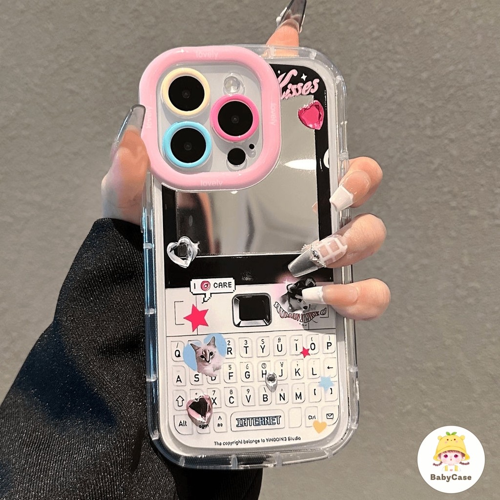 ปุ่มโทรศัพท์ตลกหวานสร้างสรรค์ทำขึ้นกระจกนุ่ม เคส iPhone 16 11 13 15 12 14 Pro Max 8 7 16 15 Plus XR XS X Max SE 2020