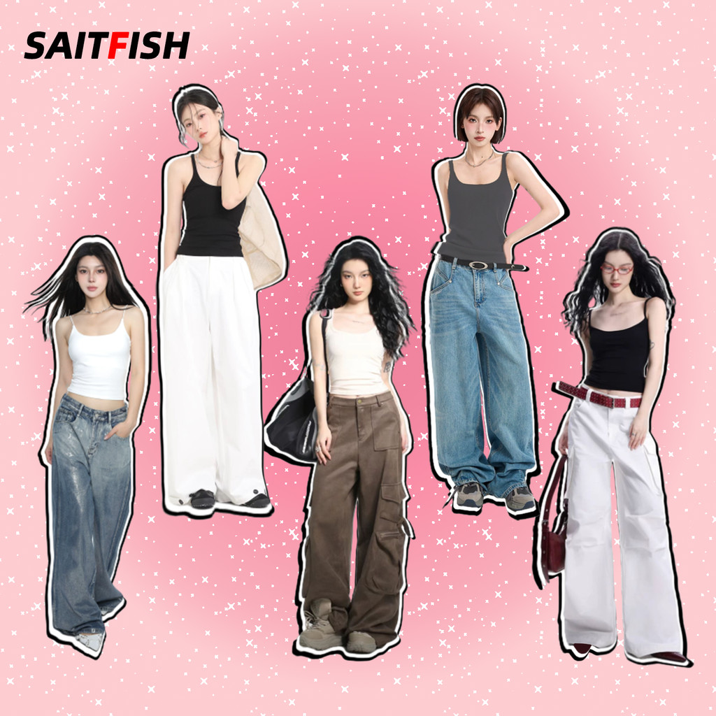 SaltFish พร้อมส่ง เสื้อสายเดี่ยวแฟชั่นผู้หญิง เสื้อกั๊ก สไตล์เกาหลี ครอปทรงเข้ารูปและใช้งานได้หลากหลาย
