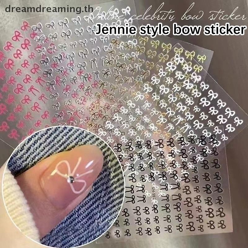 ใหม่ 1 ชิ้น 3D ญี่ปุ่น Mini Bow Nail Art สติกเกอร์แฟชั่นการ์ตูนขายสีดําสีขาวริบบิ้นตกแต่งเล็บ Decals DIY อุปกรณ์เล็บ