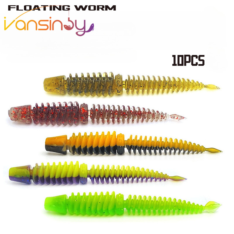10pcs ตกปลาพลาสติก Lure 8 ซม./2g เหมือนจริงหนอนว่ายน้ําเหยื่อเกลียวเข็มหางกุ้งน้ํามันกลิ่นสําหรับ Bass Snakeh ead Pike ปลาเทราท์