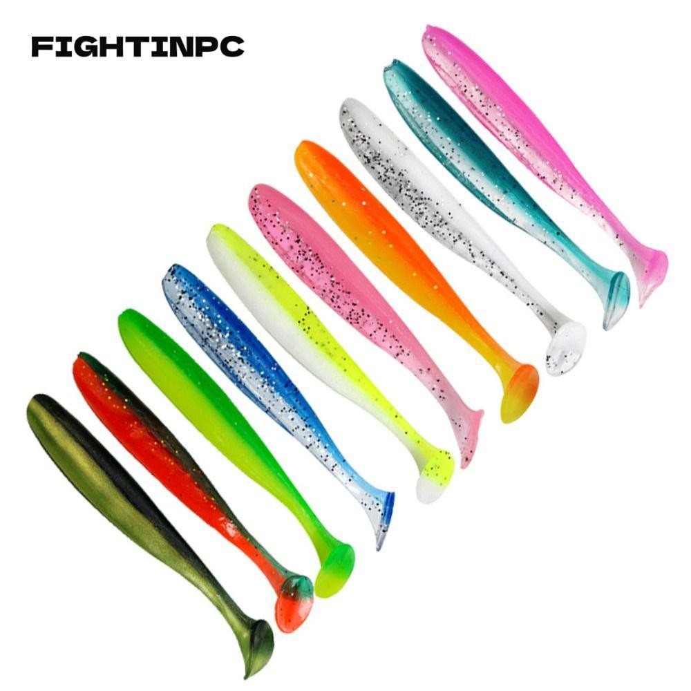 Fightinpc 50PCS ตกปลาหนอนเหยื่อ, 6 ซม.7 ซม.PVC Soft พลาสติก Lure,อุปกรณ์เสริมเดี่ยว T Tail 10 สี Capuchin Maggot เหยื่อกลางแจ้ง