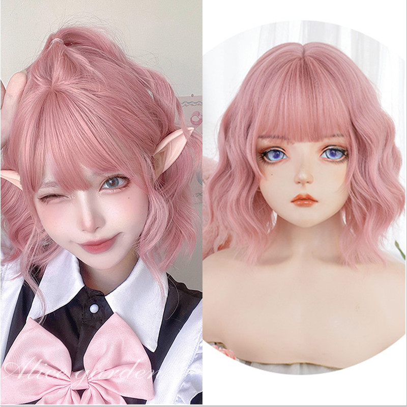 2ความยาวโลลิต้าวิกผม น่ารัก คอสเพลย์วิกผมเคลือบสีชมพูผมหยิกวิกผมใหญ่หยิกสําหรับผู้หญิงผู้ชายคอสเพลย์พรรคสวมใส่