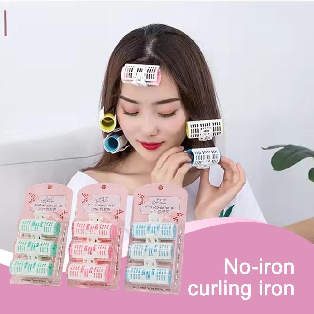 ดัดผมไร้ความร้อนพร้อมคลิปลูกกลิ้งกาวในตัวดัดผมปุยพลาสติกขี้เกียจม้วนแกนดัดผมเรียบใช้ในบ้านทําเองเครื่องมือจัดแต่งทรงผม