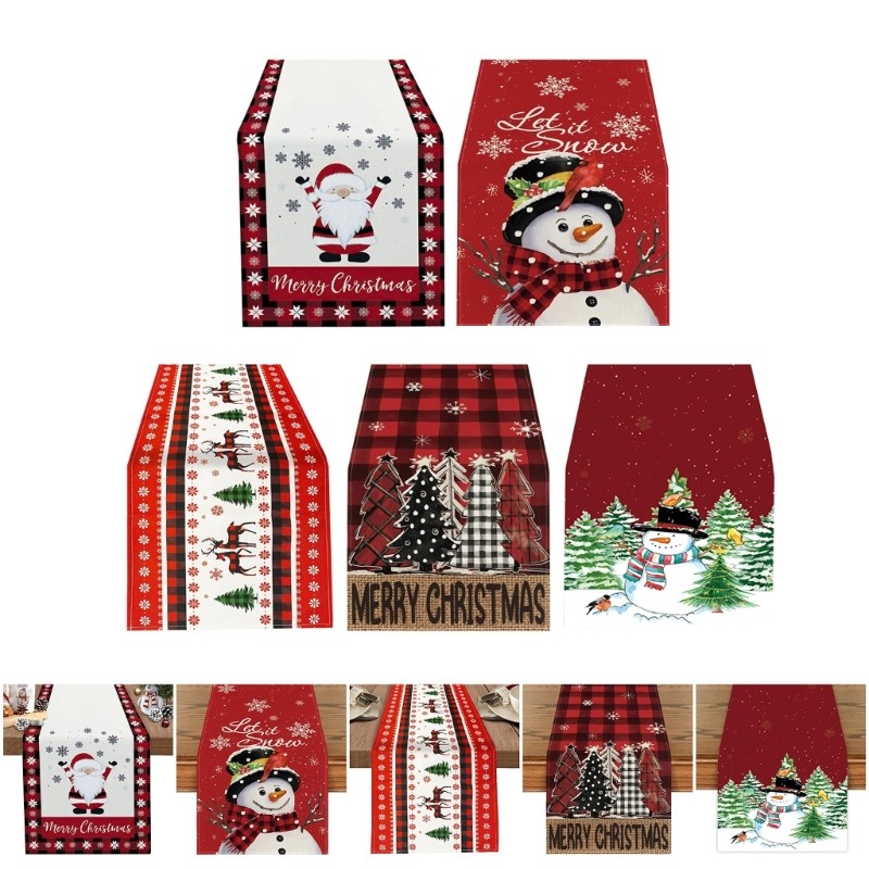 L Santa Snowman Reindeer Themed Table Runner Table Cloth ได้อย่างลงตัวสําหรับคริสต์มาส