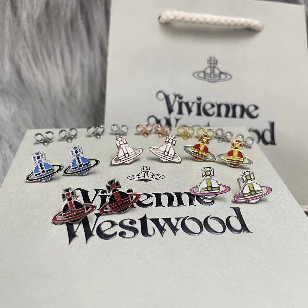 Westwood Vivienne Flat Saturn ต่างหูซีรีส์สีเคลือบอีพ็อกซี่