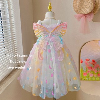 สาวแต่งตัวฤดูร้อนชุดรูปแบบใหม่ฝันเอลฟ์ผีเสื้อสายรุ้งกระโปรงเ…