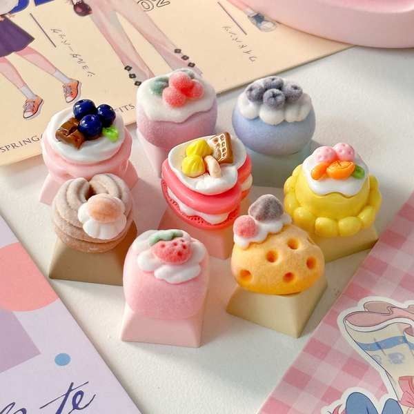 คีย์แคป keycap anime MoCoo-Small Cake Keycaps กล่องตาบอด Keycaps ส่วนบุคคล 2 น่ารัก Girly Heart Keyc