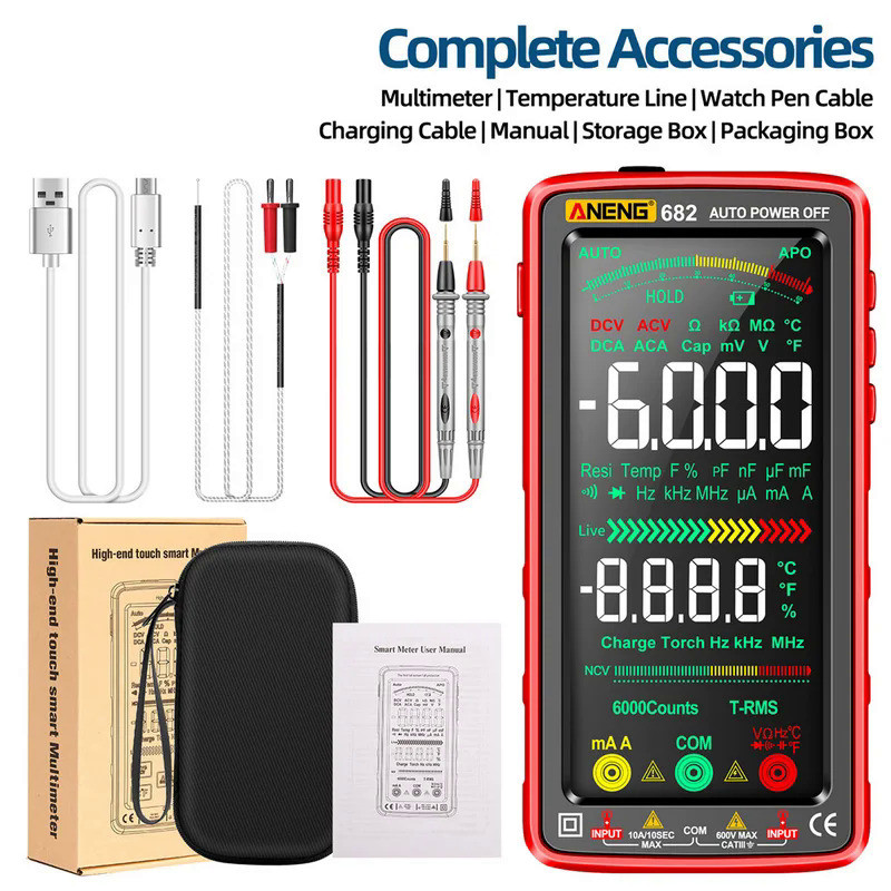 ANENG 681 682 683 Rechargeable Digital Multimeter 6000 Counts Non-contact Voltage Tester Current Met