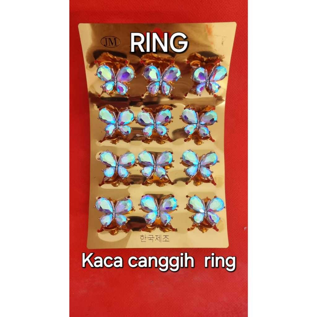 หลายโหลของ Diamond Glass Butterfly Motif Hijab Rings - Diamond Glass Butterfly Motif Hijab Rings - อ