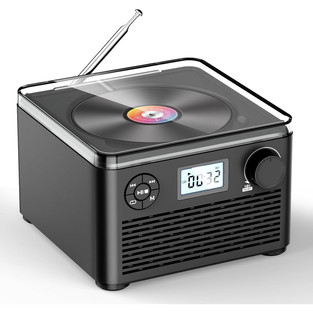 เครื่องเล่นซีดีพกพาพร้อมลําโพง, รองรับ CD/MP3/USB/TF, บลูทูธ, วิทยุ FM, ชาร์จคู่, มีแจ็คหูฟัง