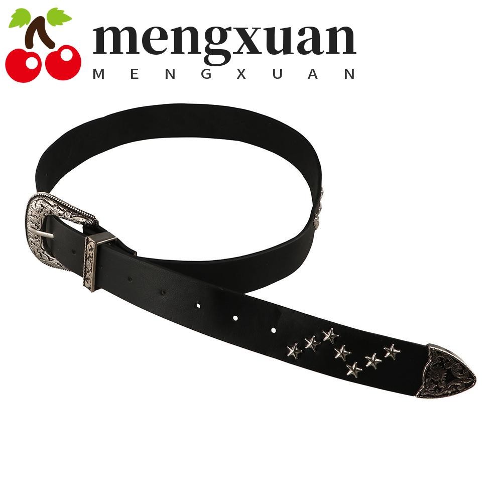 Mengxuan Y2K เข็มขัดกว้าง, กางเกงยีนส์ตกแต่ง Retro Star Rivet เข็มขัดเอว, Vintage สไตล์อเมริกันกางเกงตกแต่งกระโปรงอุปกรณ์เสริม PU หนังเข็มขัดของขวัญ