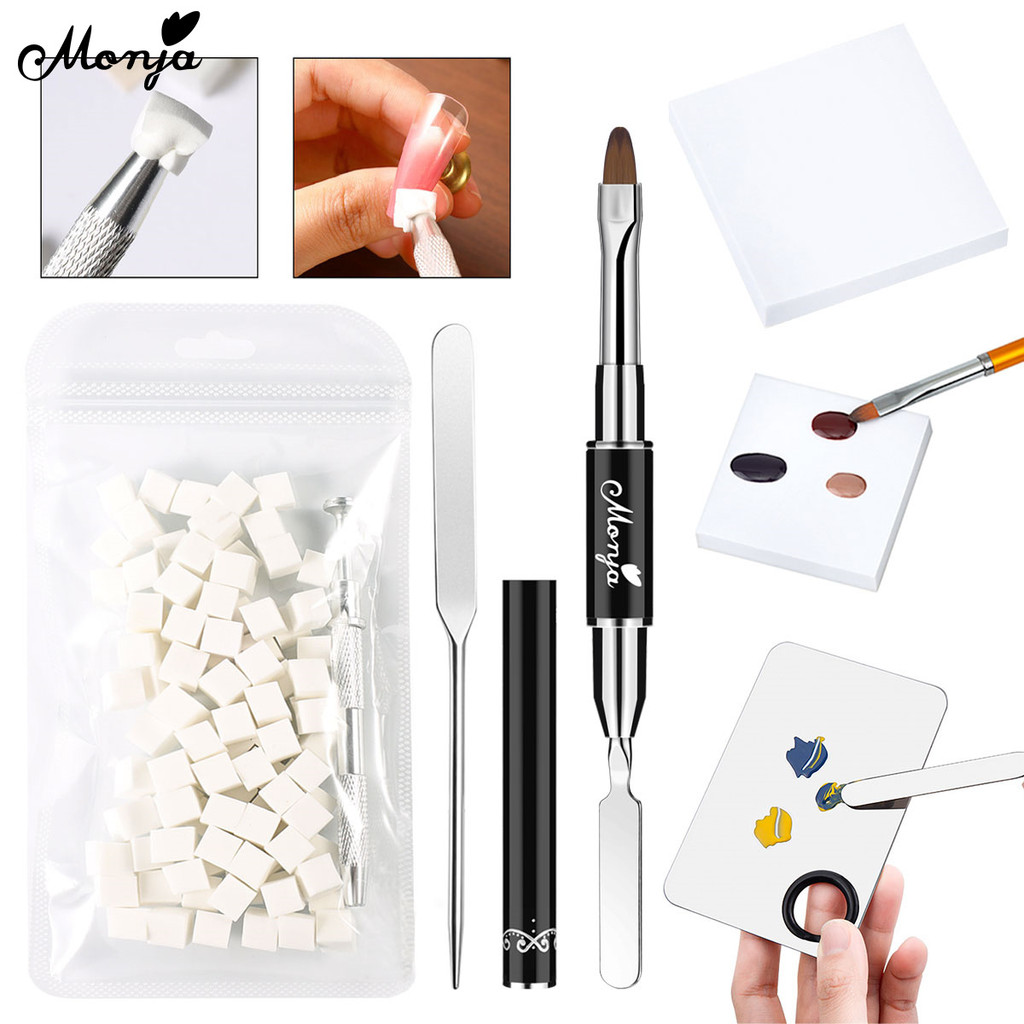 Monja เล็บสีผสมชุด ชิ้น ฟองน้ํา Grip คลิป ชิ้นกระดาษ ผสมสี ไม้พาย Stick เล็บออกแบบเครื่องมือ DIY