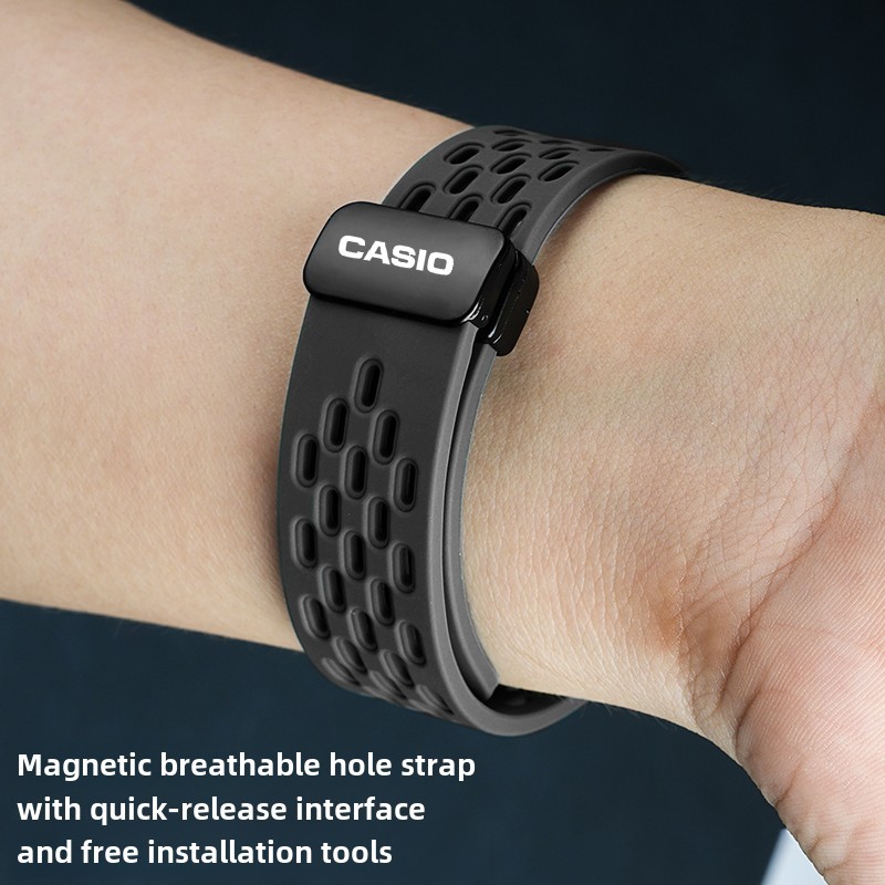20 มม.22 มม.ซิลิโคนสําหรับ Casio Magnetic Breathable สายนาฬิกาซิลิโคนผู้ชาย EFV540/506/EFR-303 ยาง Band Sporty Casual สบาย Breathable เปลี่ยนสร้อยข้อมือ