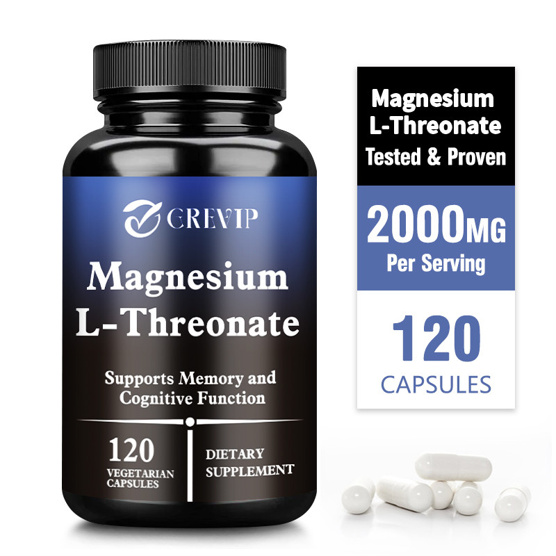 แมกนีเซียม L-Threonate Capsules 3000 มก. อาหารเสริมแมกนีเซียมดูดซึมสูง Liposomal เสริมความจําและนอน
