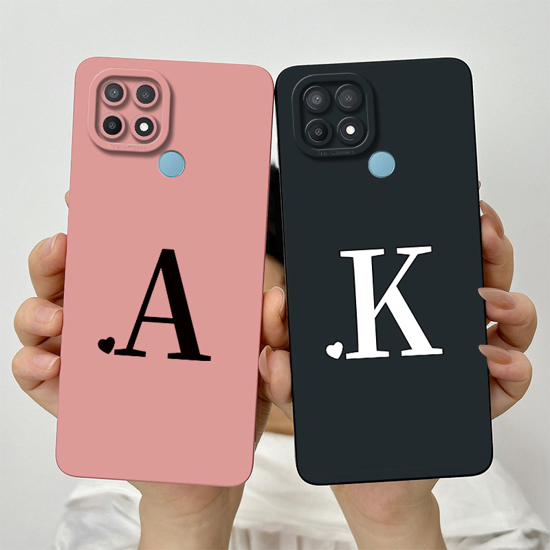 สําหรับ OPPO A15 A15S CPH2179 CPH2185 น่ารักตัวอักษรเริ่มต้นเลนส์ป้องกันกันกระแทกกรณีซิลิโคนอ่อนนุ่มเคสโทรศัพท์