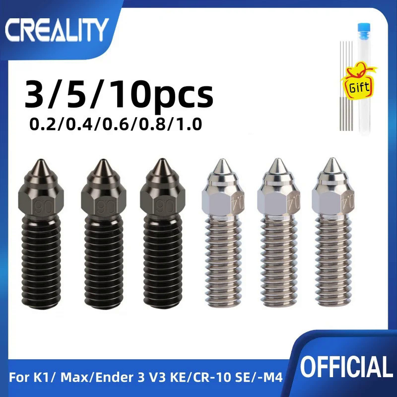 Creality Ender 3 V3 KE K1/k1 Max Nozzle 0.4 0.6 0.8mm Nozzles Hard Steel Copper plated Brass Genius 
