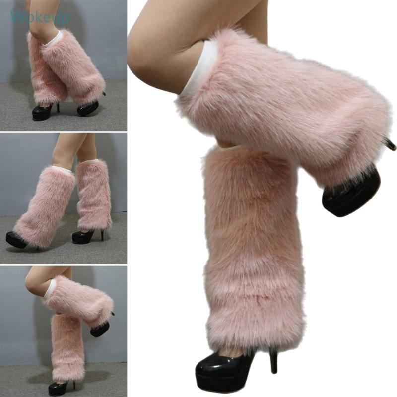 Wake เครื่องอุ่นขาขนยาวแฟชั่นสําหรับสภาพอากาศหนาวเย็นฤดูหนาว Warm Plush Boot COVER
