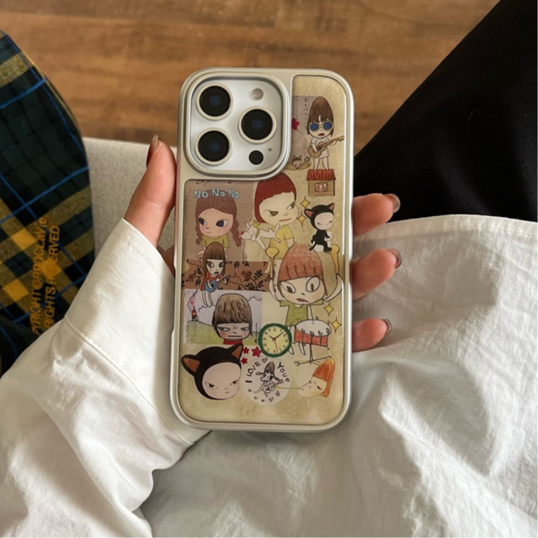 สําหรับiphone case 16 Pro Max 15 Pro Max 14 Pro Max 13 Pro Max Silver edge Dropperการ์ตูนเคสโทรศัพท์