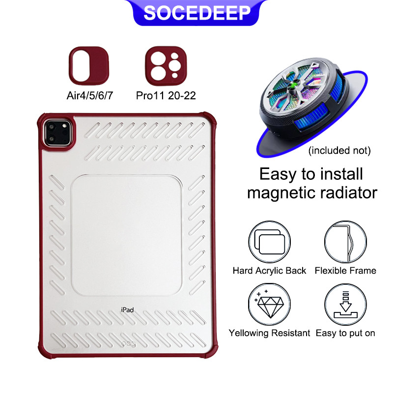 Socedeep Ultra-Slim Anti-BendingเคสiPadสําหรับiPad A16 11th Gen 10th 9th 8th 7th Gen 10.2 Air11 Air13 Air7 Air6 Air5 Pro11 Pro12.9 Pro13 ฝาครอบอะคริลิคกันกระแทก