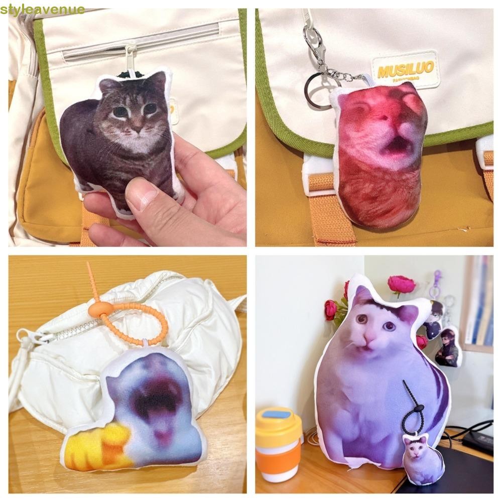 Styleavene Vocal Cat Meme พวงกุญแจ, ตุ๊กตาไฟฟ้า Oiiai จี้แมว, แฟชั่นน่ารักตลก Kitty Huh Cat พวงกุญแจ