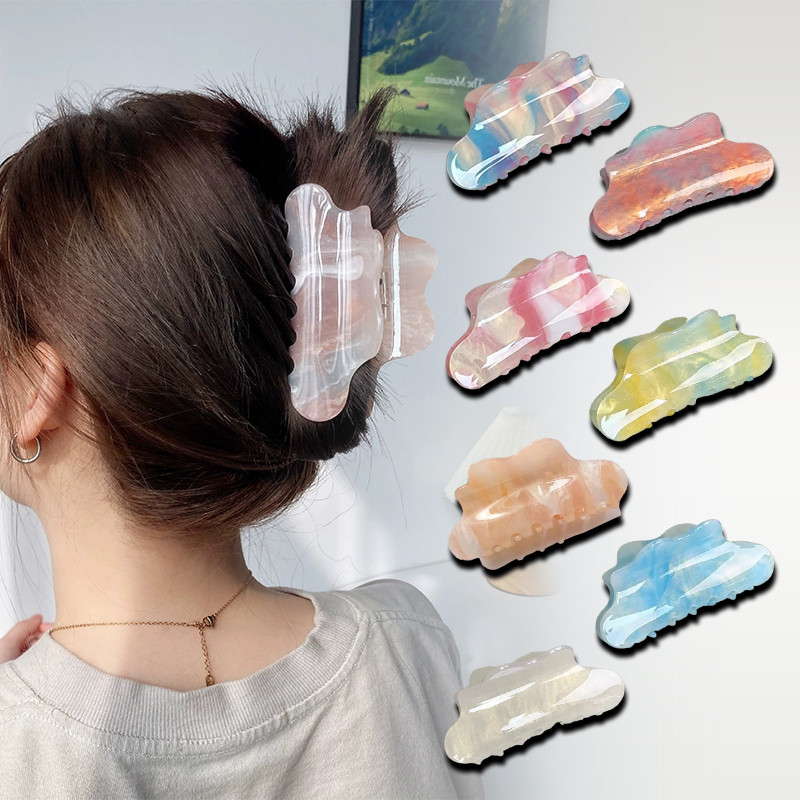 YUNYUANColor-change อะคริลิค Cloud Color-change Grab Clip ความรู้สึกระดับไฮเอนด์สดและประณีต Dopmine หางม้าคลิปบุคลิกภาพ Elegant กิ๊บติดผมผู้หญิง