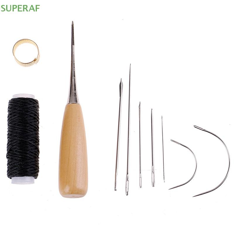 Superaf 1 ชุดหนังเย็บเข็มเย็บ Awl เข็มด้าย Thimble รองเท้าซ่อมเครื่องมือ HOT