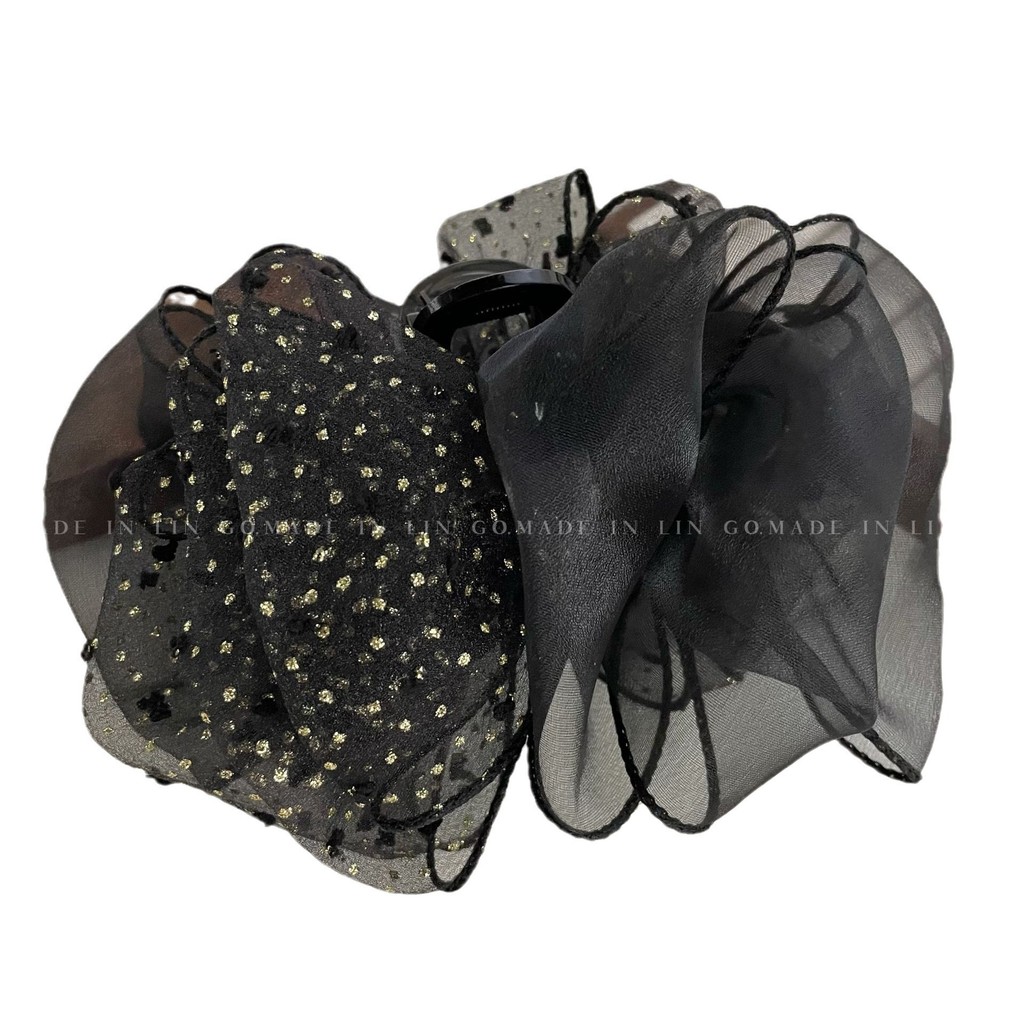 2025 ผ้ากอซสไตล์ใหม่ Polka Dot Double Cloud Bubble Grab Clip - รูปที่ 3