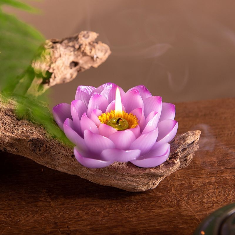 Temple Buddha Hall Offering Lamp Living Room Lotus Candle Realistic Lotus Candle Offering Buddha Lam