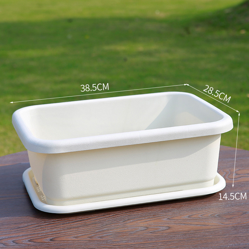 กระถางต้นไม้รางยาว กระถางปลูกผัก 38.5*28.5*14.5cm เขียว มินิมอล กะละมังพลาสติกทรงสี่เหลี่ยม ทนทาน ใหม่ - รูปที่ 7